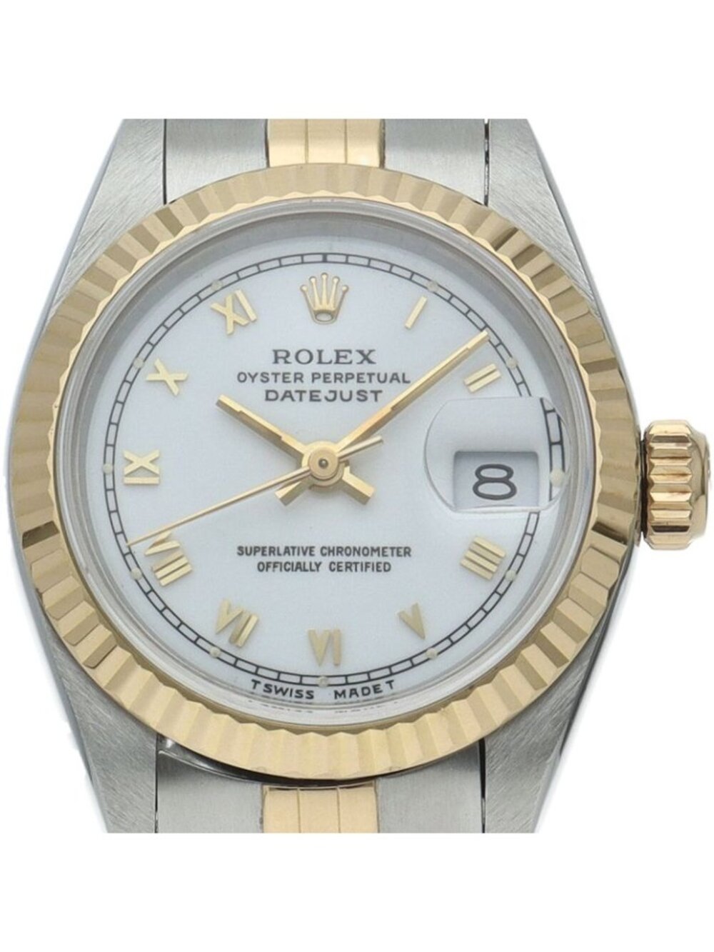 Rolex Datejust Watch 18k Yellow Gold SS White
